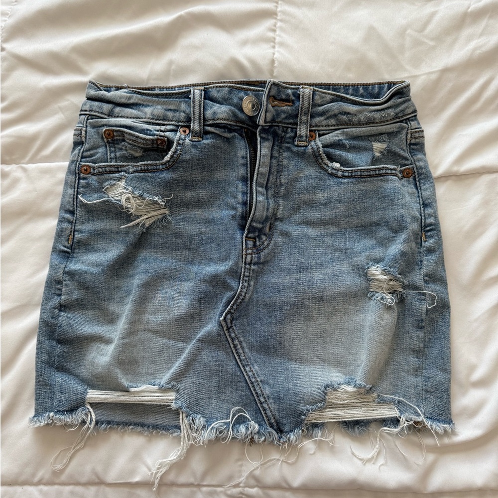 American Eagle Denim Distressed Skirt